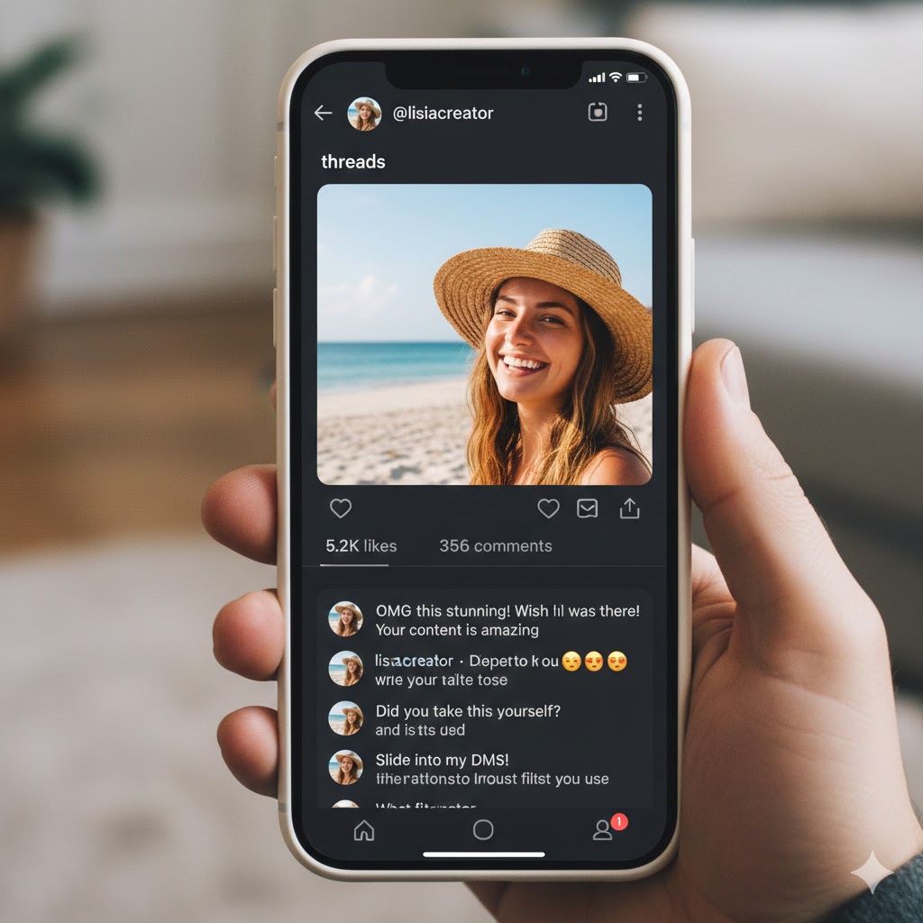 Social media posting example on phone